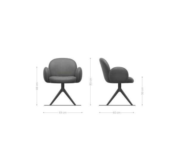 Otočná jedálenská stolička Nube-Flex s opierkami chenille hrdzavá krížová podstava široká čierna otočná o 360° hojdacia funkcia vrecková pružina - Image 6
