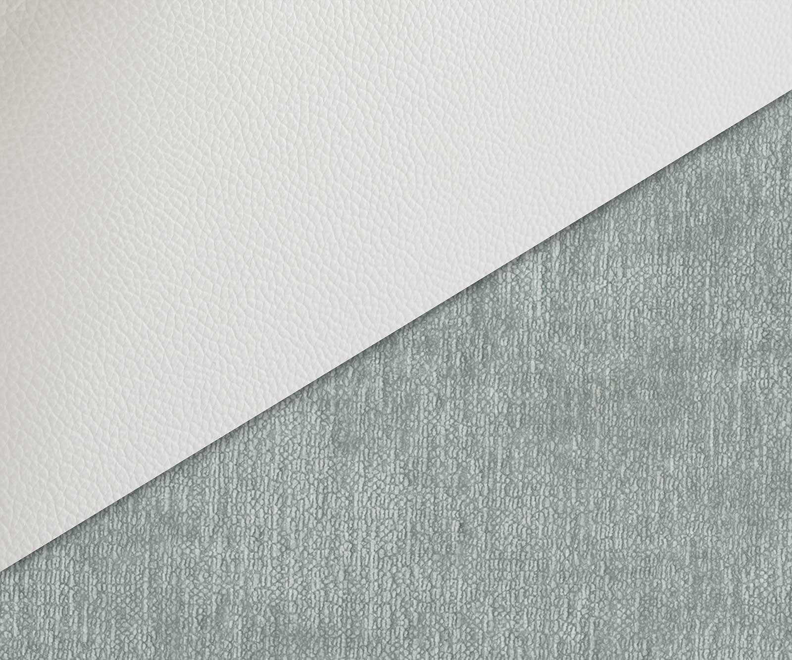 Otočná jedálenská stolička Zoa-Flex zmiešané materiály pravá koža bielo-pastelovo modrá krížová podstava široká biela 360° otočná hojdacia funkcia vrecková pružina - Image 3