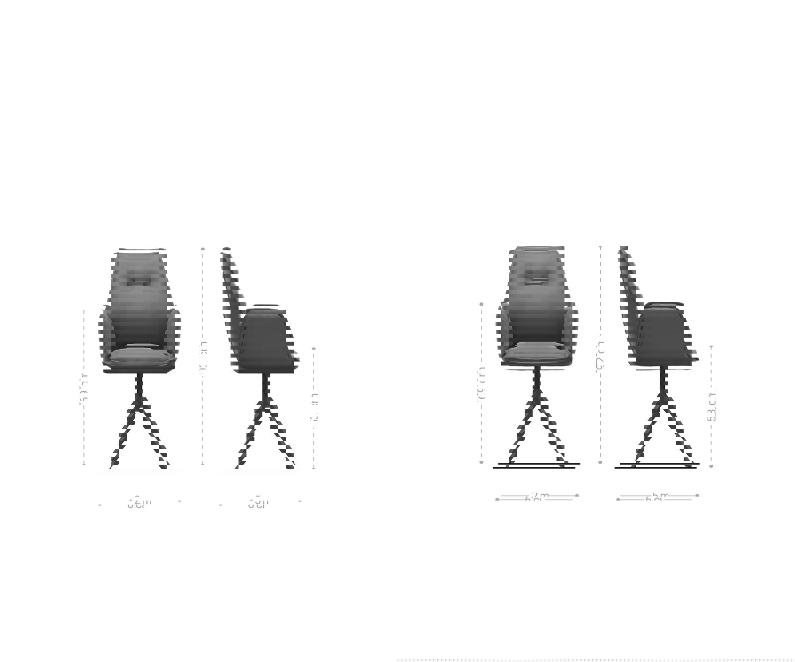 Otočná jedálenská stolička Zoa-Flex zmiešané materiály pravá koža bielo-pastelovo modrá krížová podstava široká biela 360° otočná hojdacia funkcia vrecková pružina - Image 6