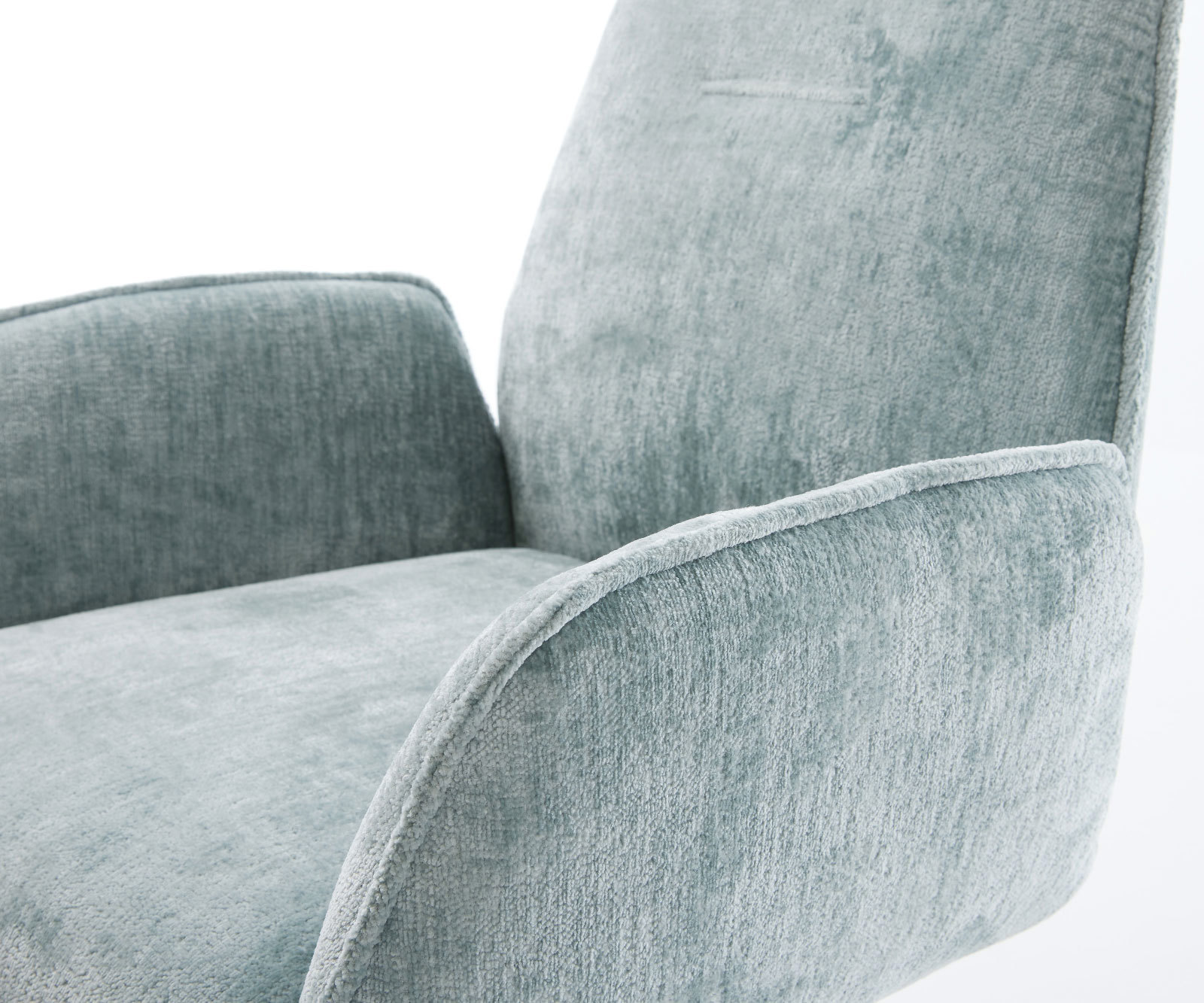 Otočná jedálenská stolička Zoa-Flex mikrovlákno pastelovo modrá krížová podstava široká biela 360° otočná hojdacia funkcia vrecková pružina - Image 4