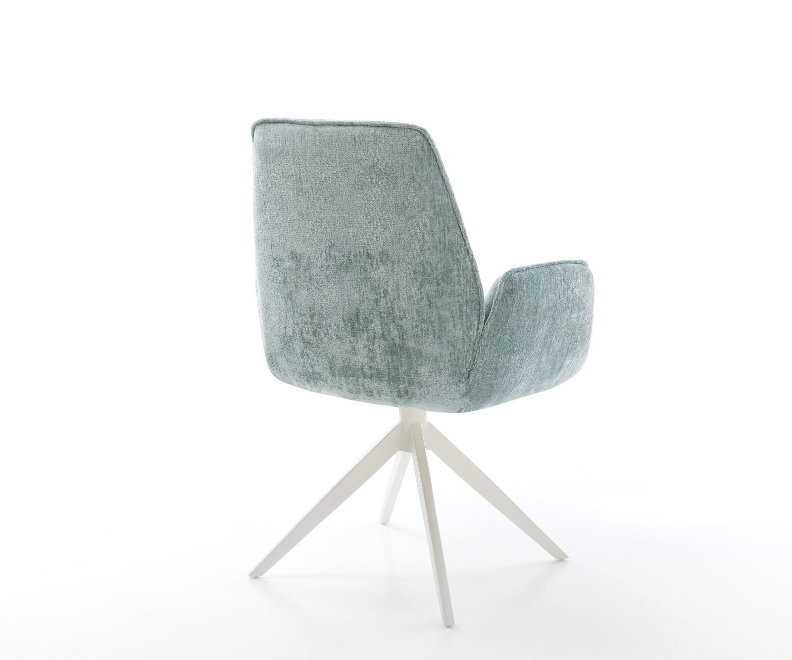 Otočná jedálenská stolička Zoa-Flex mikrovlákno pastelovo modrá krížová podstava široká biela 360° otočná hojdacia funkcia vrecková pružina - Image 5