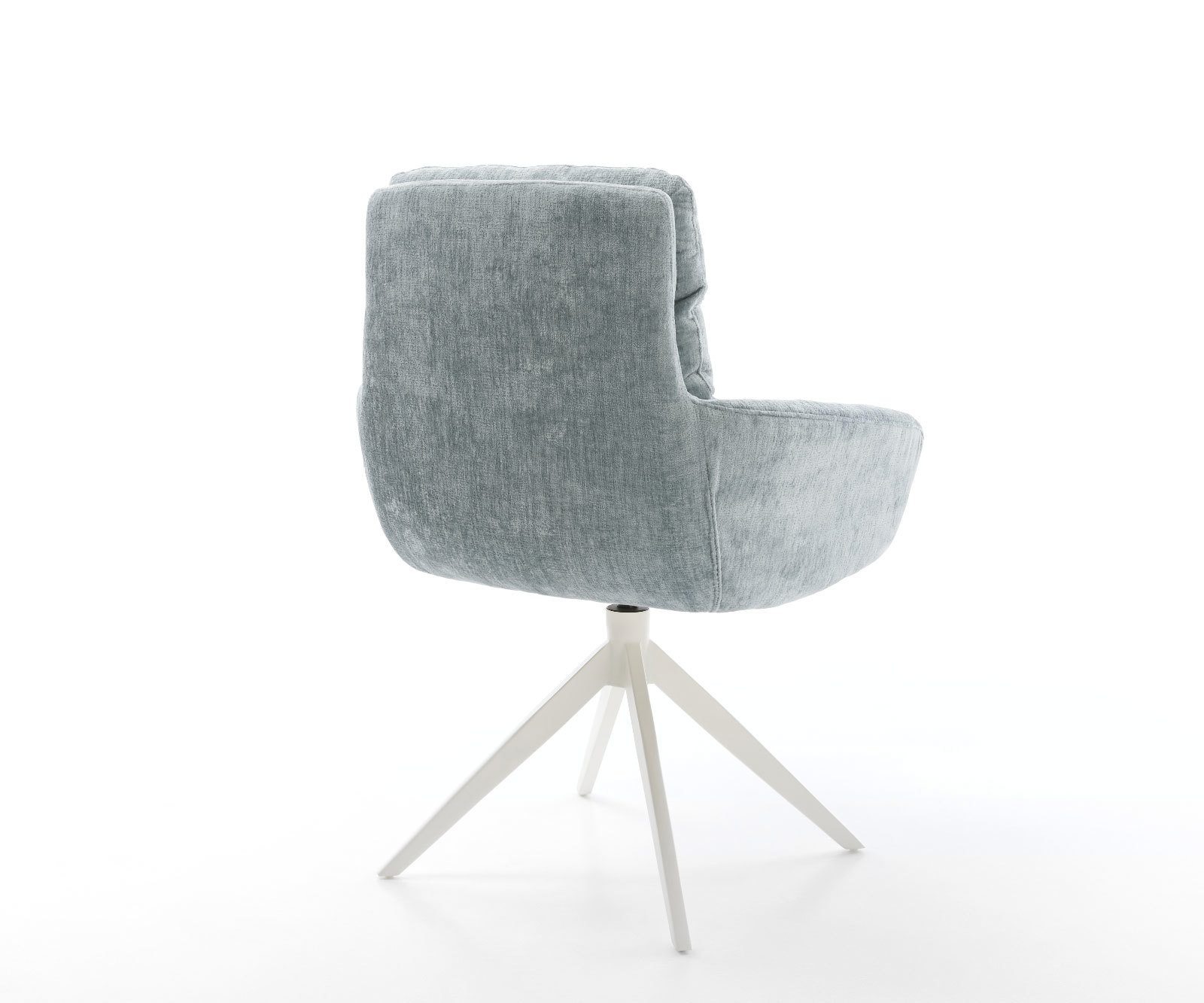 Otočná jedálenská stolička Abelia-Flex s opierkami šenilka pastelovo modrá krížová podstava široká biela otočná o 360° s hojdacou funkciou - Image 5