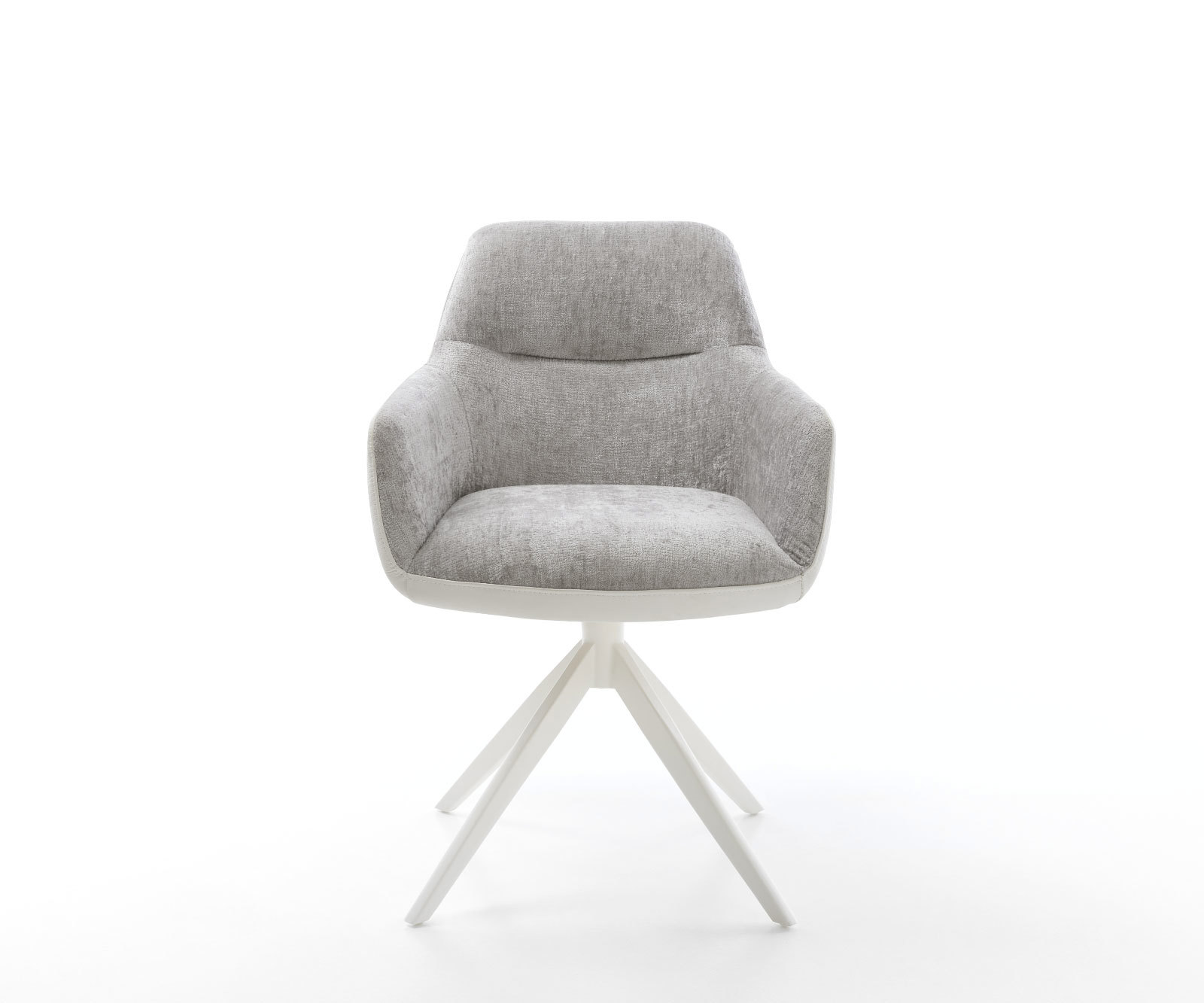 Jedálenská stolička Pejo-Flex zmiešané materiály pravá koža bielo-strieborno sivá krížová podstava široká biela otočná o 360° hojdacia funkcia vrecková pružina - Image 2