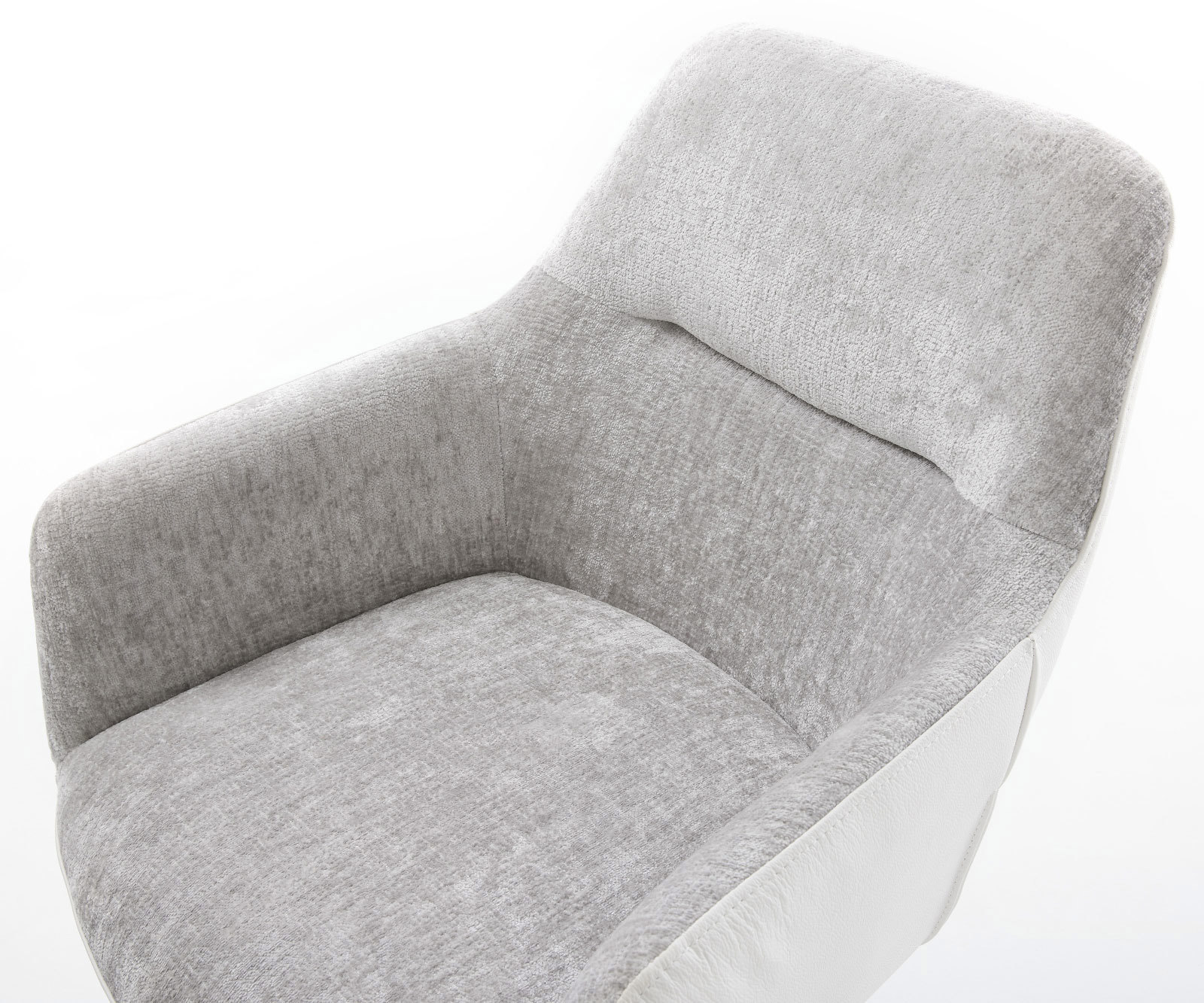 Jedálenská stolička Pejo-Flex zmiešané materiály pravá koža bielo-strieborno sivá krížová podstava široká biela otočná o 360° hojdacia funkcia vrecková pružina - Image 4