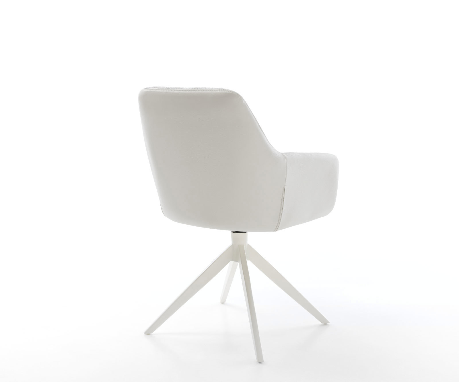 Jedálenská stolička Pejo-Flex zmiešané materiály pravá koža bielo-strieborno sivá krížová podstava široká biela otočná o 360° hojdacia funkcia vrecková pružina - Image 5