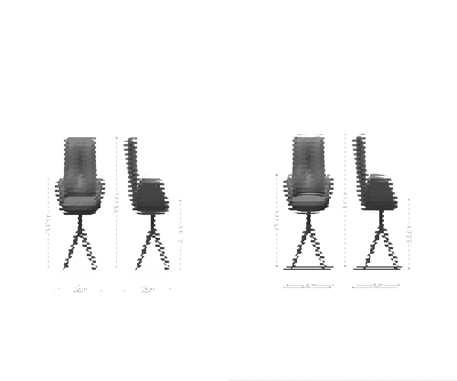 Otočná jedálenská stolička Clea-Flex zmiešané materiály pravá koža bielo-ružová krížová podstava široká biela 360° otočná s hojdacou funkciou - Image 6