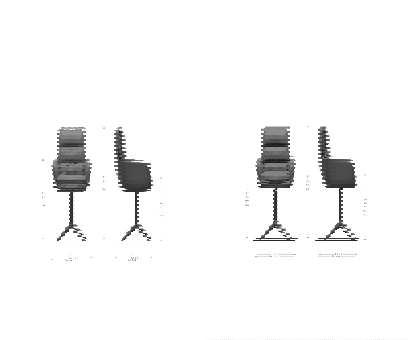 Otočná jedálenská stolička Abelia-Flex s opierkami zmiešané materiály pravá koža bielo-strieborno sivá podstava biela otočná 360° s hojdacou funkciou - Image 6