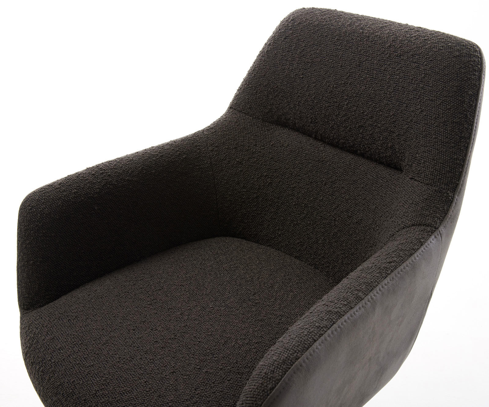 Otočná jedálenská stolička Pejo-Flex zmiešané materiály čierna podstava podstava efektová titánová 360° otočná hojdacia funkcia vrecková pružina - Image 4