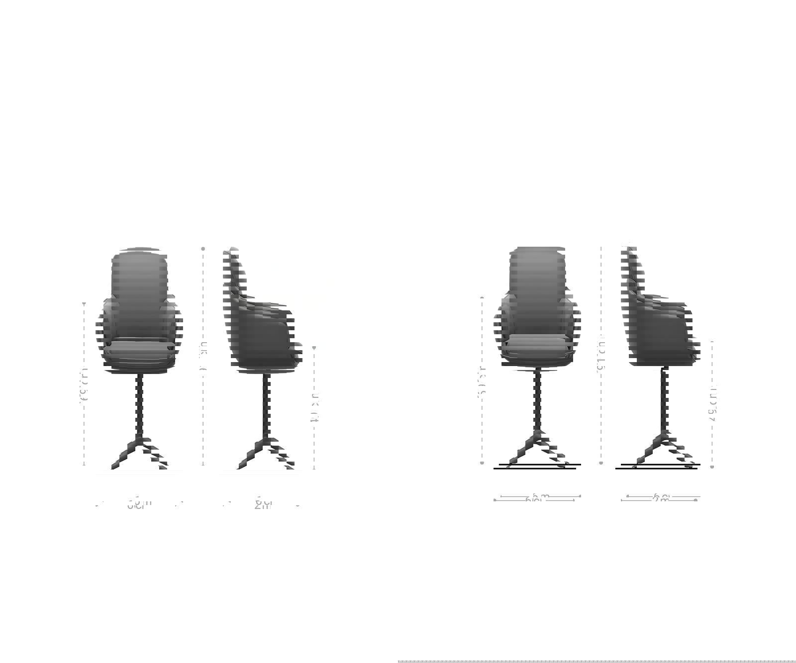 Otočná jedálenská stolička Luan-Flex s opierkami zmiešané materiály pravá koža bielo-ružová podstava biela otočná o 360° s hojdacou funkciou - Image 6