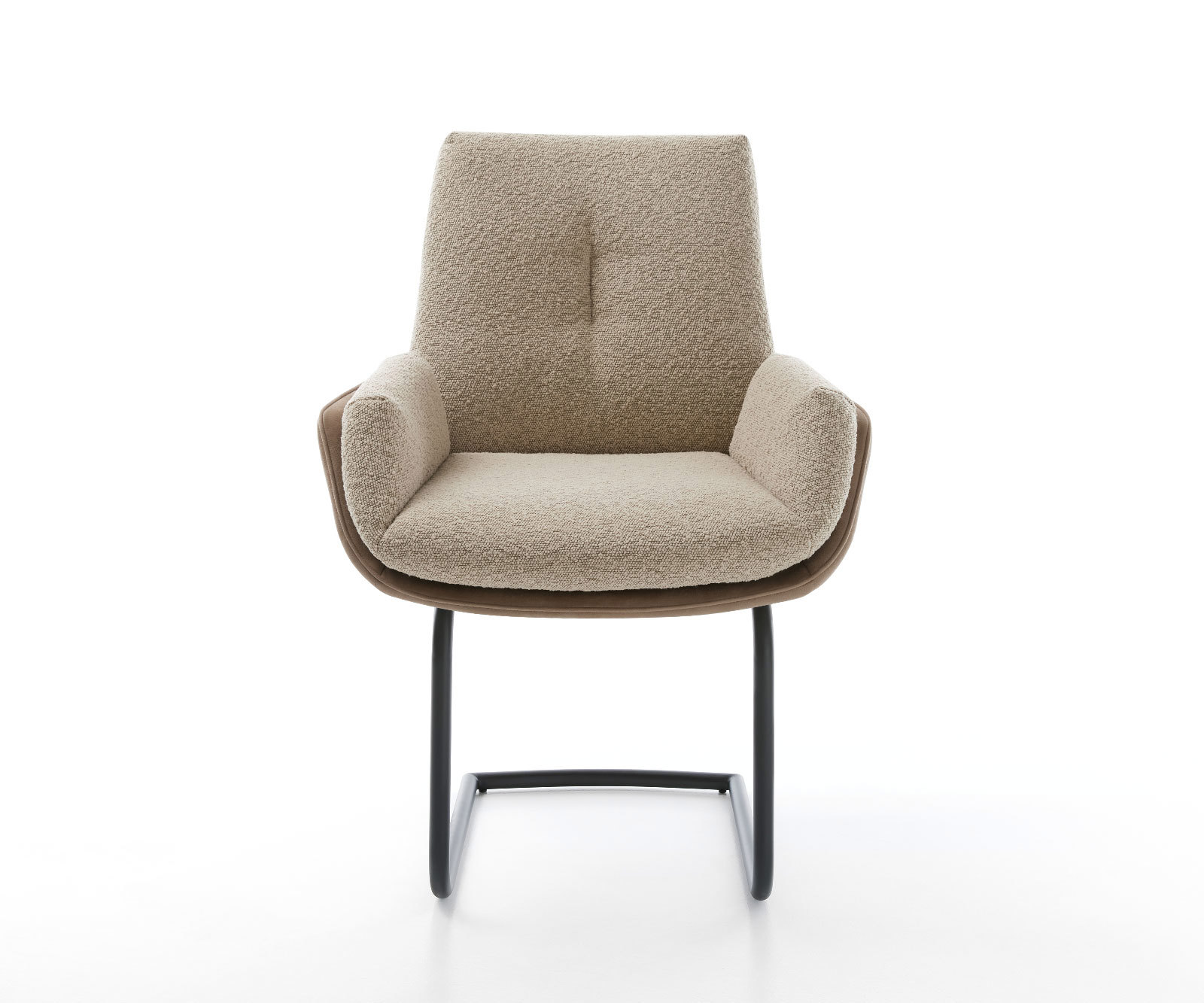 Jedálenská stolička Clea-Flex zmiešané materiály tmavobéžová jedálenská stolička okrúhla čierna - Image 2