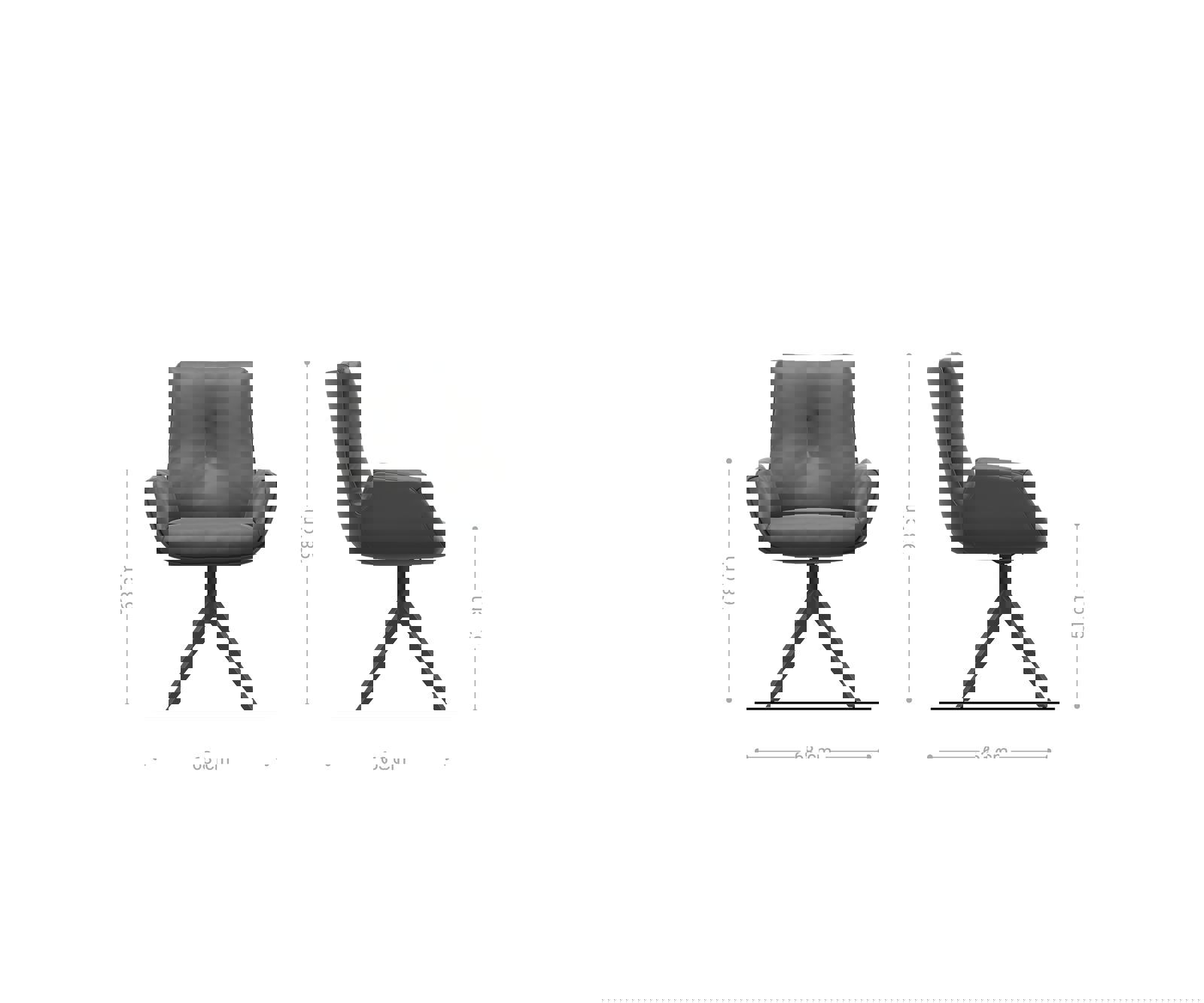 Otočná jedálenská stolička Clea-Flex zmiešané materiály tmavobéžová krížová podstava široká čierna 360° otočná - Image 5