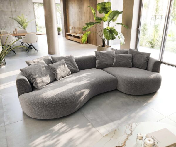 Pohovka Edina 330x170 cm bouclé strieborná sivá - Image 4