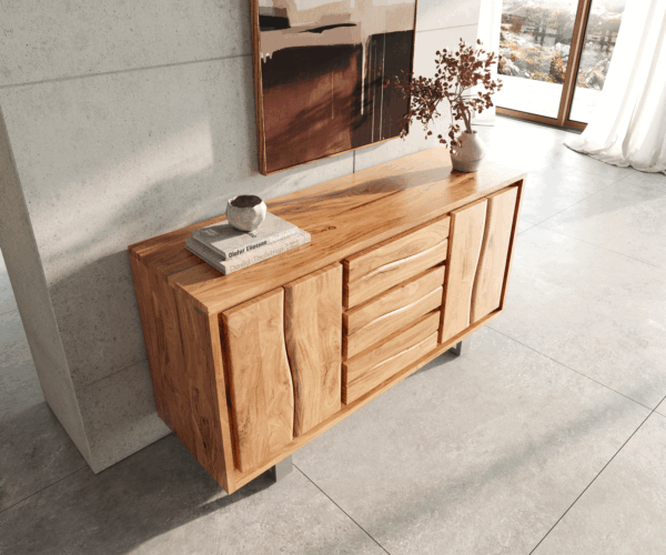 Komoda Live Edge 147 cm akácia prírodná 3 zásuvky 2 dvierka - Image 5