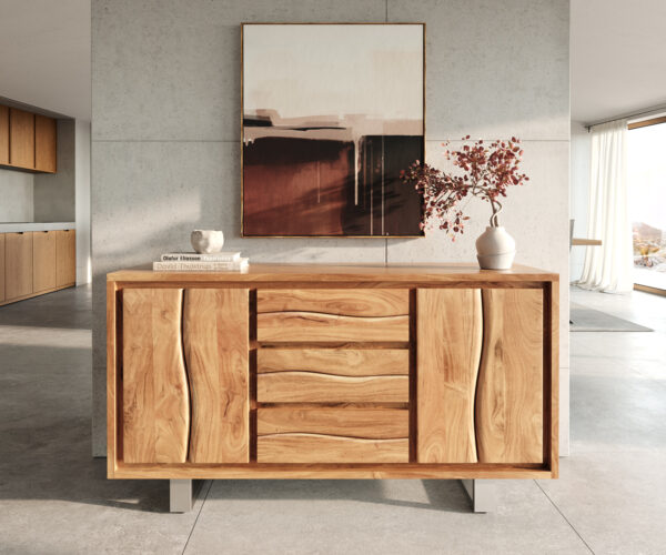 Komoda Live Edge 147 cm akácia prírodná 3 zásuvky 2 dvierka - Image 4