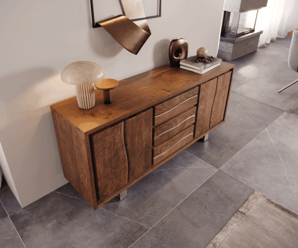 Komoda Live Edge 172 cm akáciová hnedá 3 zásuvky 4 dvierka - Image 4