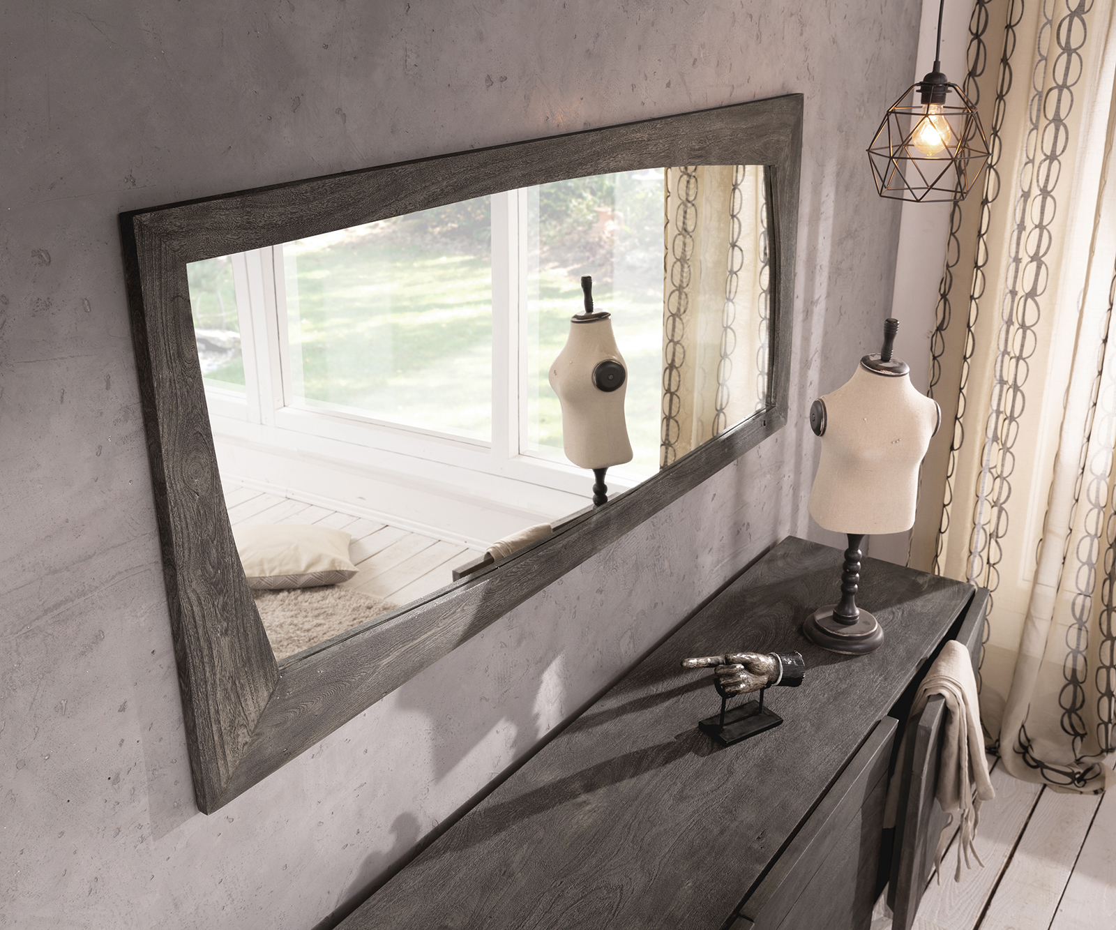 Dizajnové nástenné zrkadlo Wyatt 160x70 cm akácia platinová - Image 2