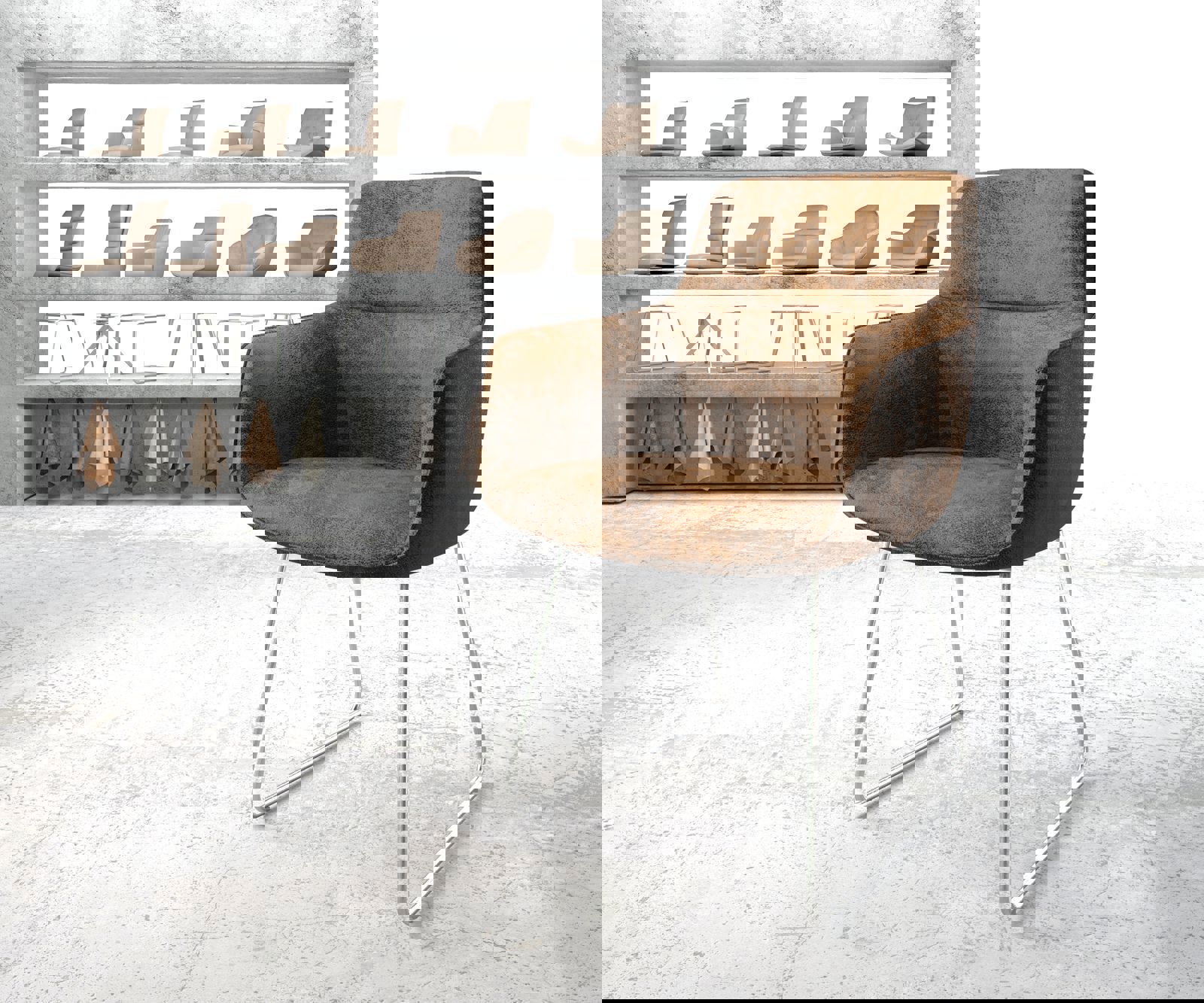 Jedálenská stolička Pejo-Flex hnedá vintage tenká podstava nerezová oceľ