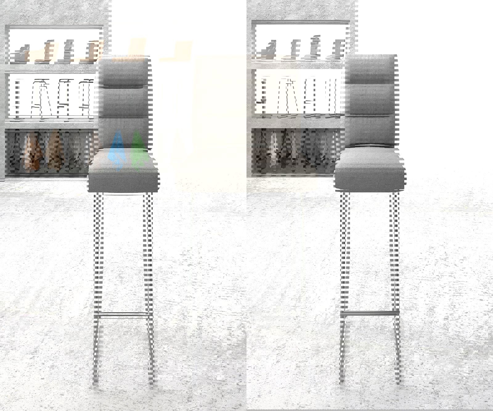 Barová stolička Pela-Flex pruhy svetlosivá tenká podstava nerezová oceľ - Image 2