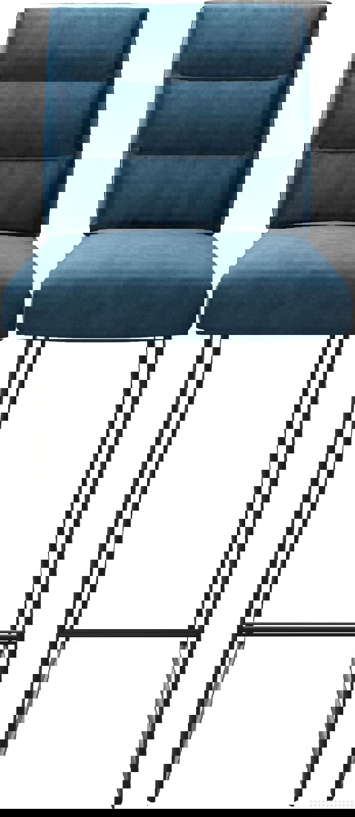 Barová stolička Pela-Flex zamat modrá kovová tenká podstava - Image 4