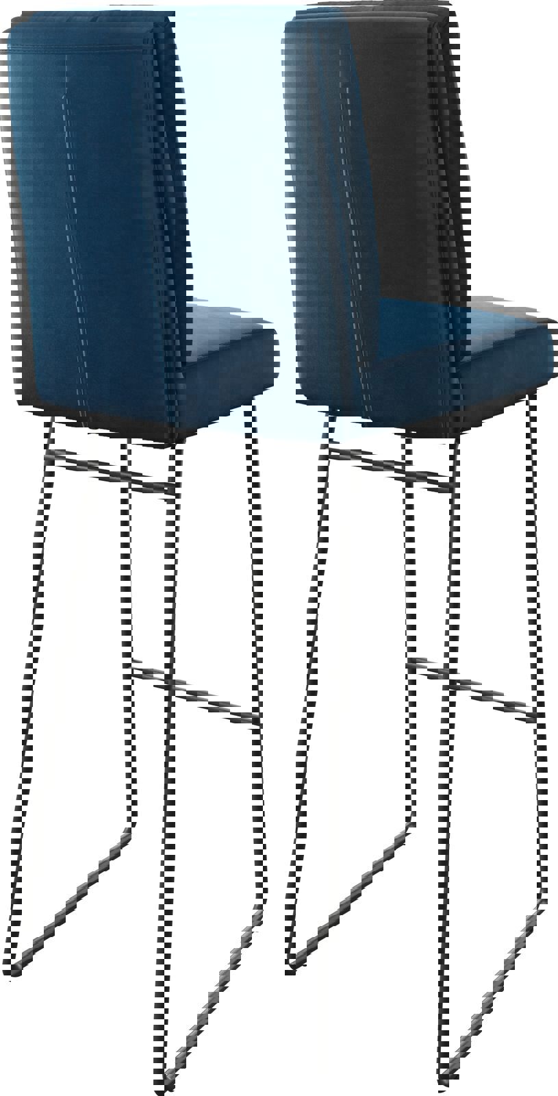 Barová stolička Pela-Flex zamat modrá kovová tenká podstava - Image 5