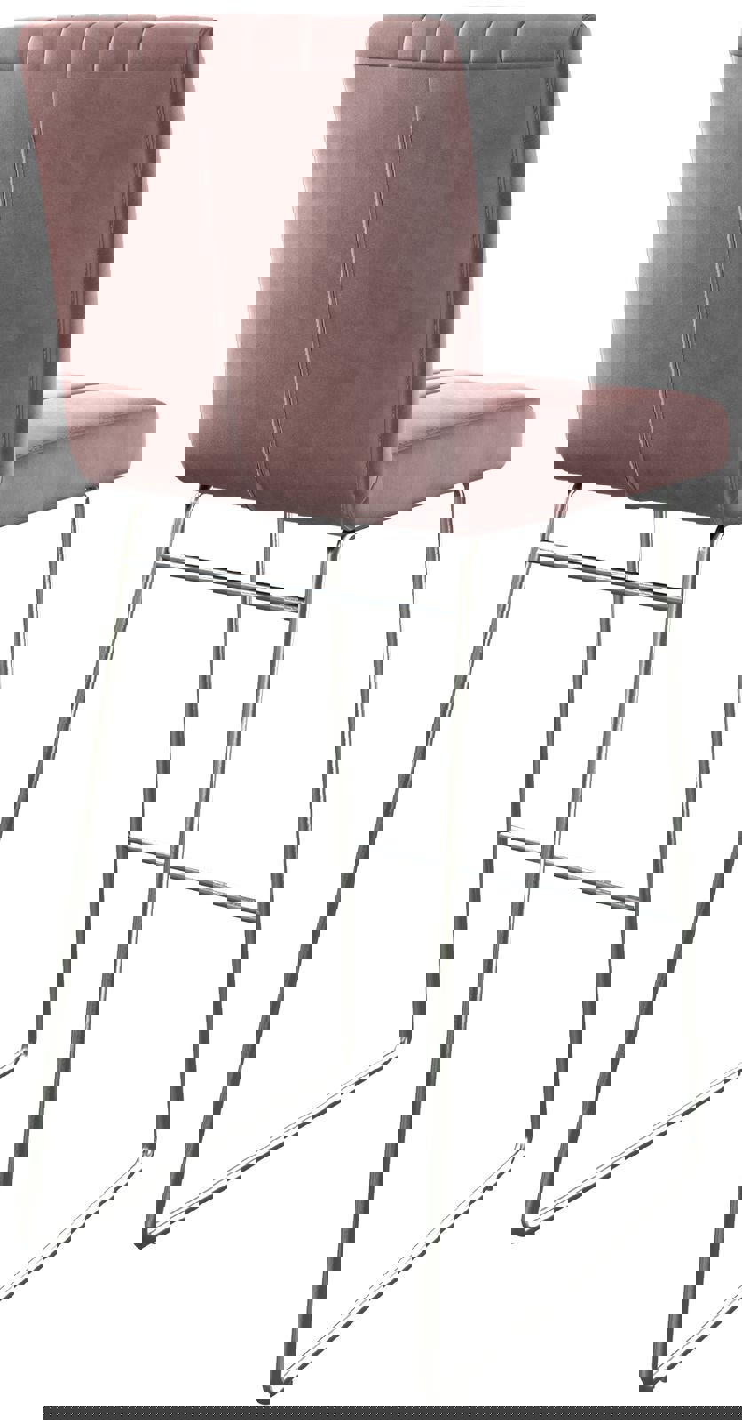 Barová stolička Luiga-Flex zamat ružová tenká podstava nerezová oceľ - Image 5