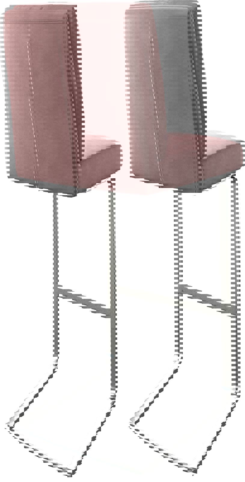 Barová stolička Pela-Flex zamat ružová jedálenská stolička plochý nerezová oceľ - Image 5