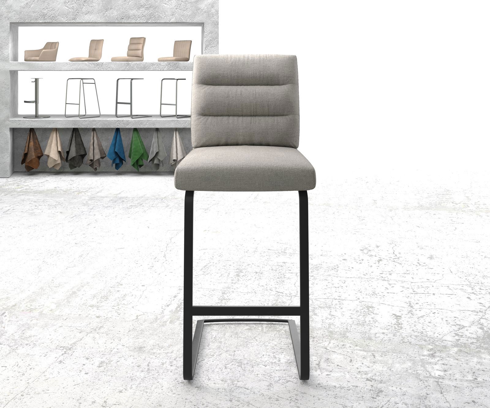 Barová stolička Pela-Flex pruhy svetlosivá jedálenská stolička plochý kov - Image 2