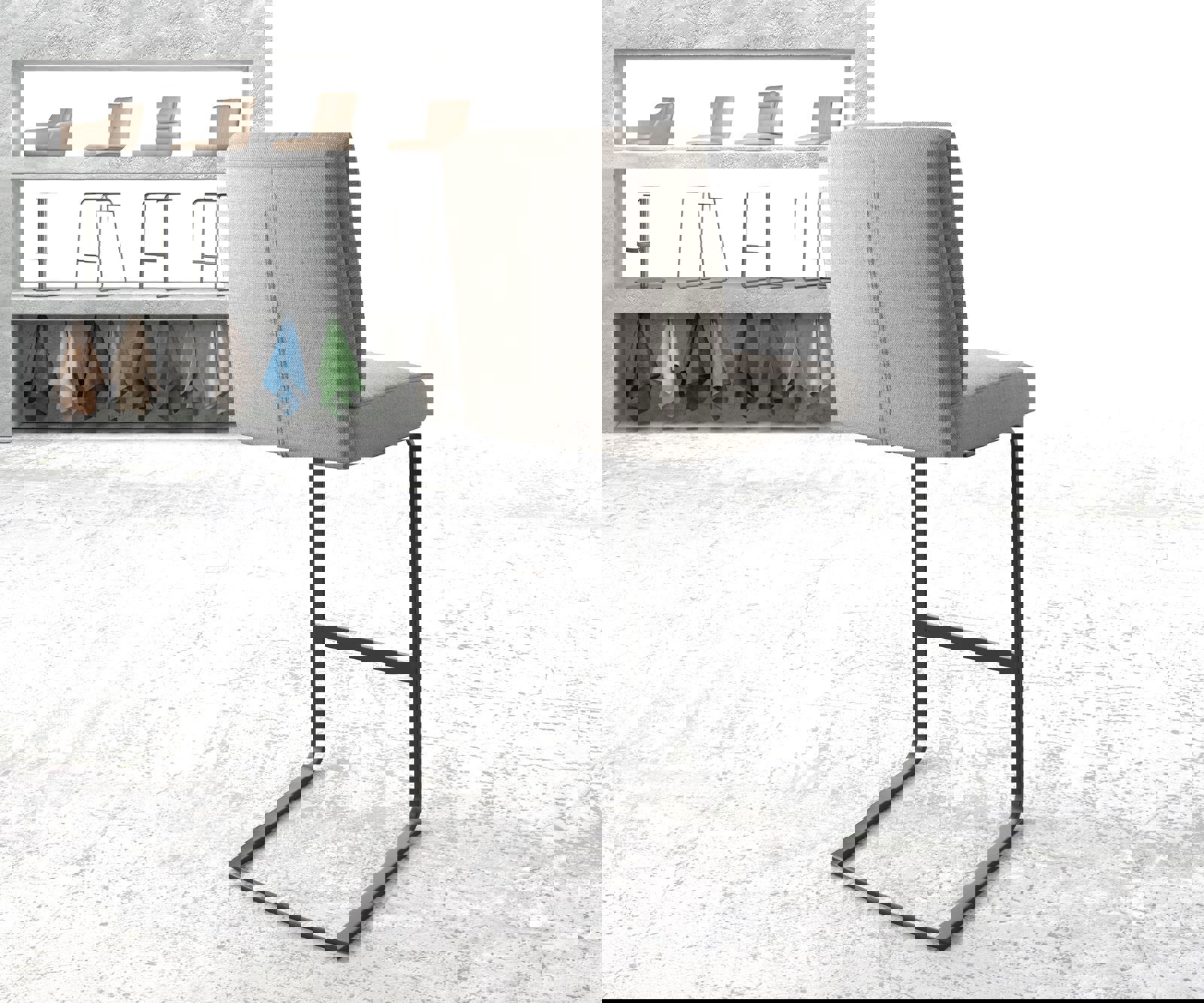 Barová stolička Pela-Flex pruhy svetlosivá jedálenská stolička plochý kov - Image 3