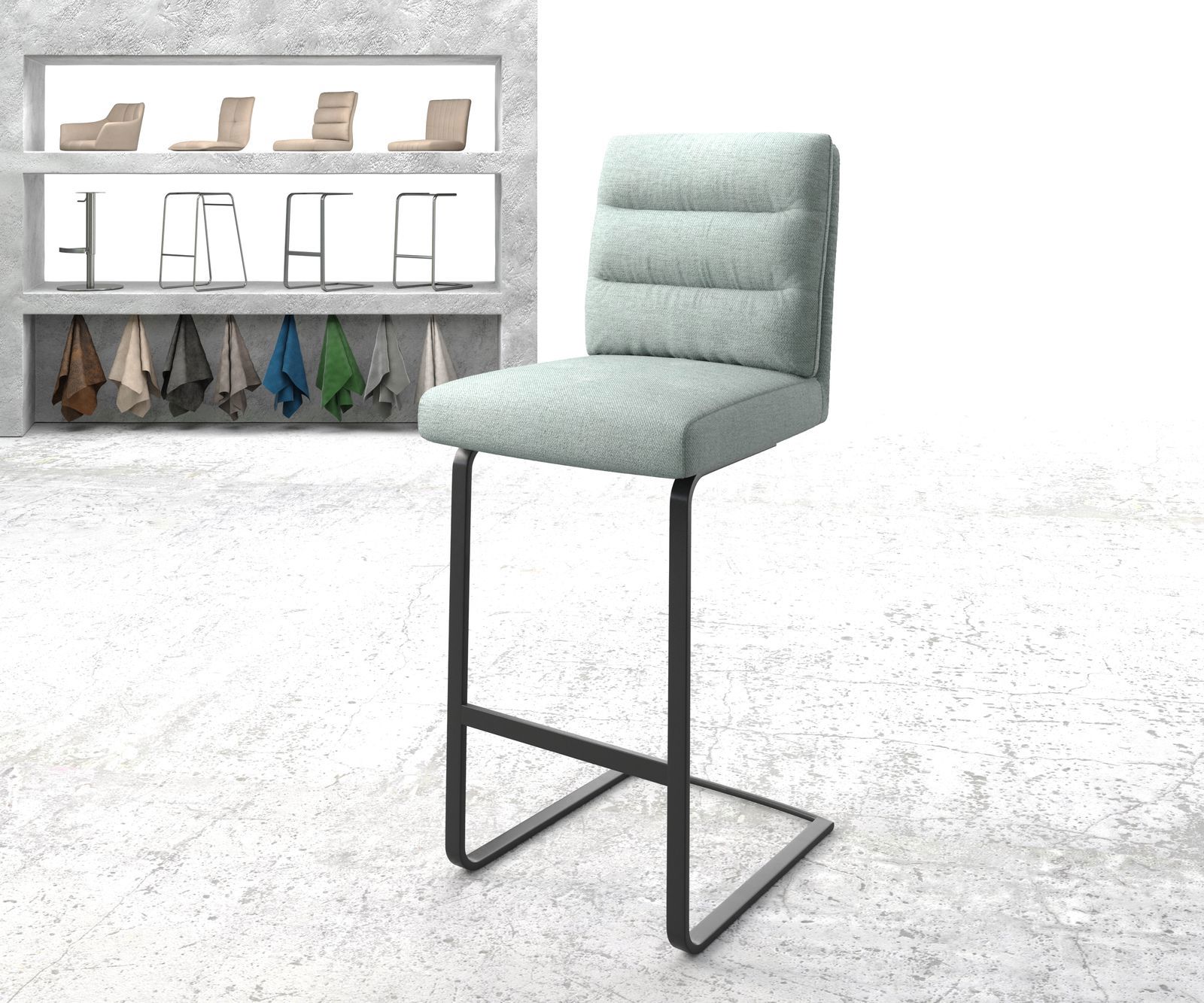 Barová stolička Pela-Flex pruhy mentolová jedálenská stolička plochý kov