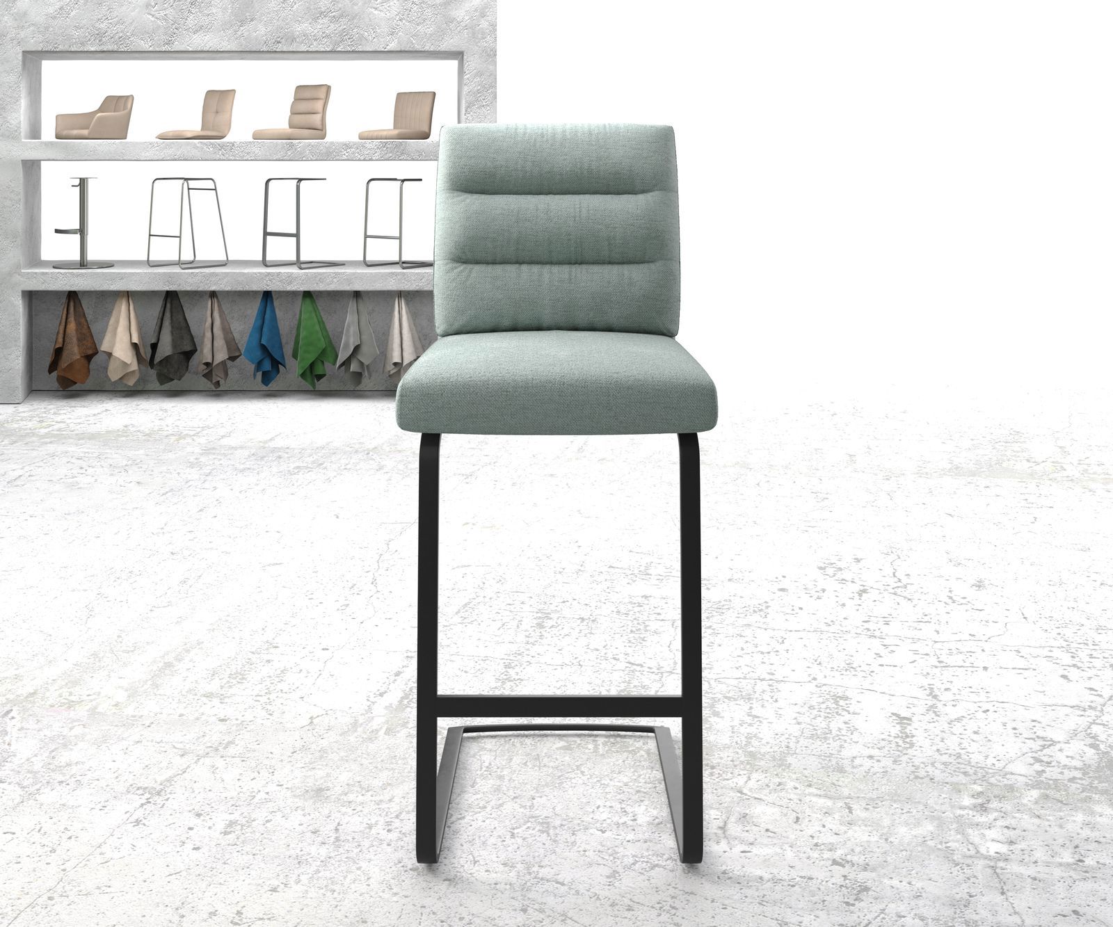 Barová stolička Pela-Flex pruhy mentolová jedálenská stolička plochý kov - Image 2