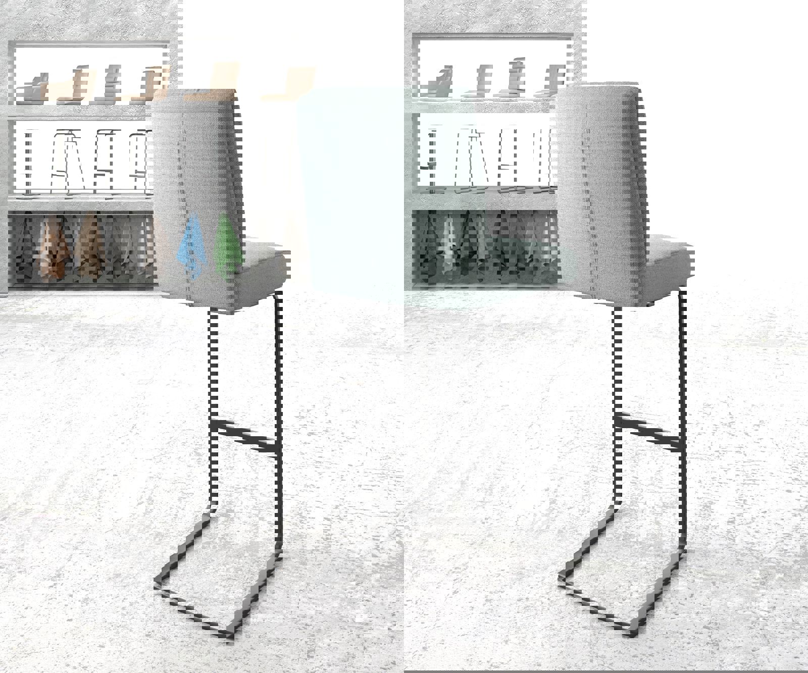 Barová stolička Pela-Flex pruhy mentolová jedálenská stolička plochý kov - Image 3