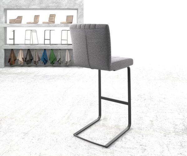 Barová stolička Luiga-Flex texturovaná látka svetlosivá jedálenská stolička plochý kov - Image 3