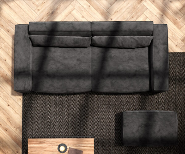 Veľká pohovka Sirpio 230x90 cm mikrovlákno čierna s taburetom - Image 6