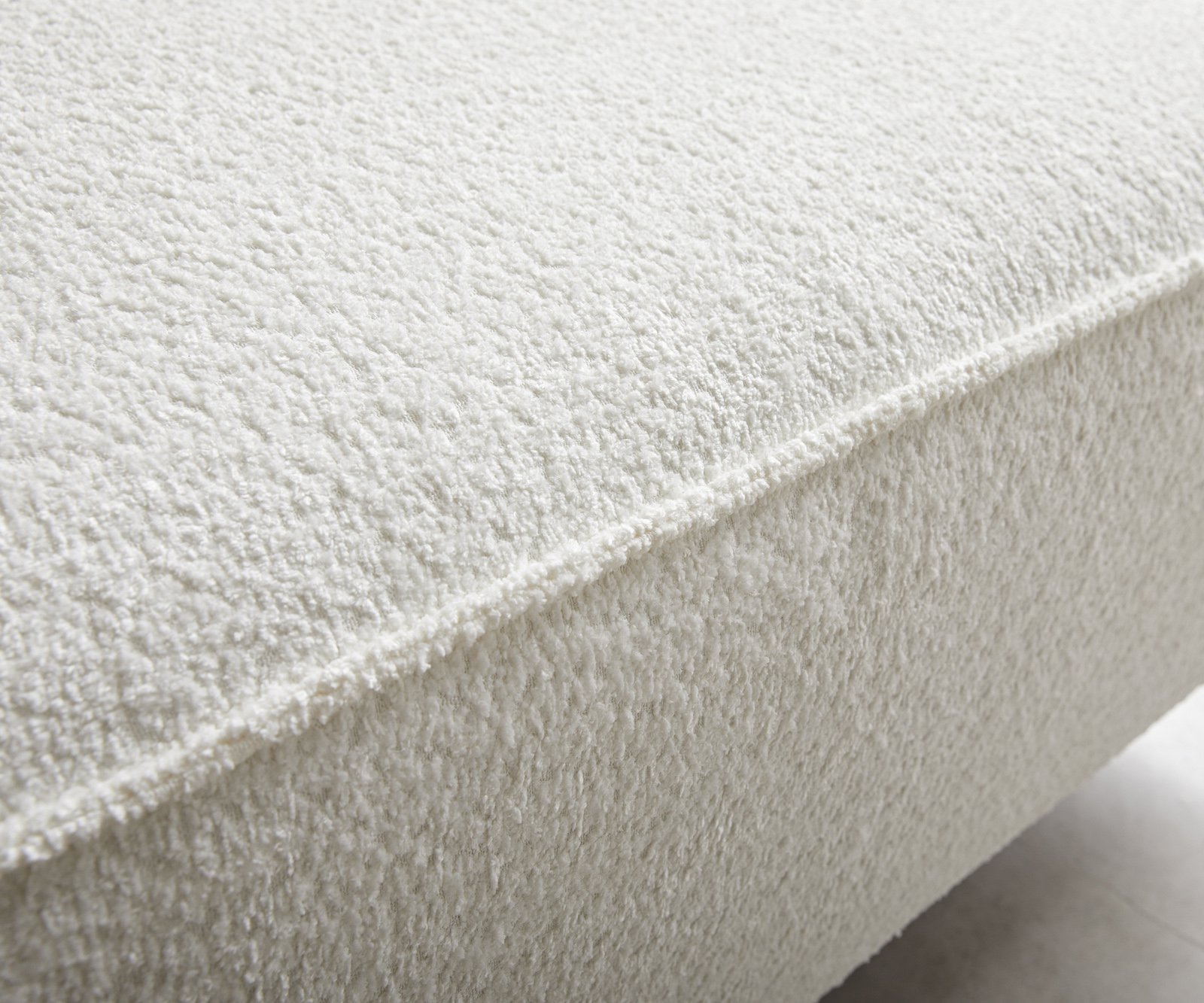 Pohovka v tvare "U" Sirpio 300x200 cm bouclé bielo-krémová ležadlo variabilné s taburetom - Image 5