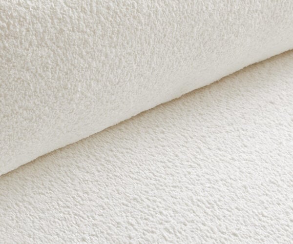 Pohovka v tvare "U" Sirpio 300x200 cm bouclé bielo-krémová ležadlo variabilné s taburetom - Image 3