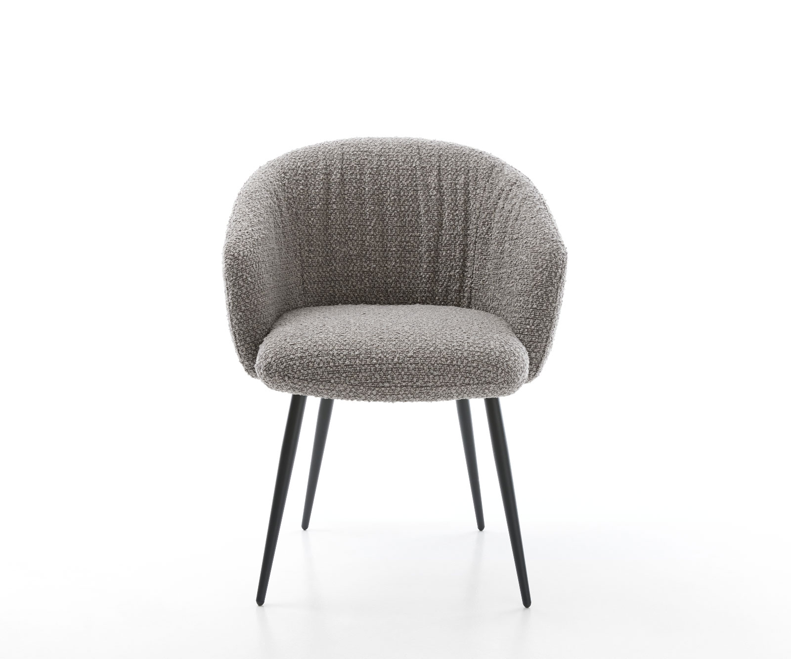 Jedálenská stolička Caja-Flex s opierkami bouclé strieborno sivá 4-nohá zúžená čierna vrecková pružina - Image 2