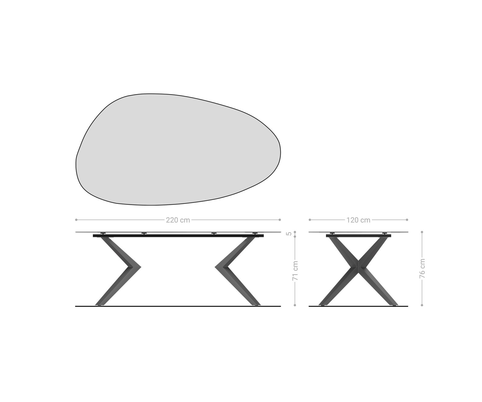 Jedálenský stôl Edge oválny 220x120 reliéfne sklo dymovo čierna 3D dizajn Zenthara hranatý kov čierna - Image 7
