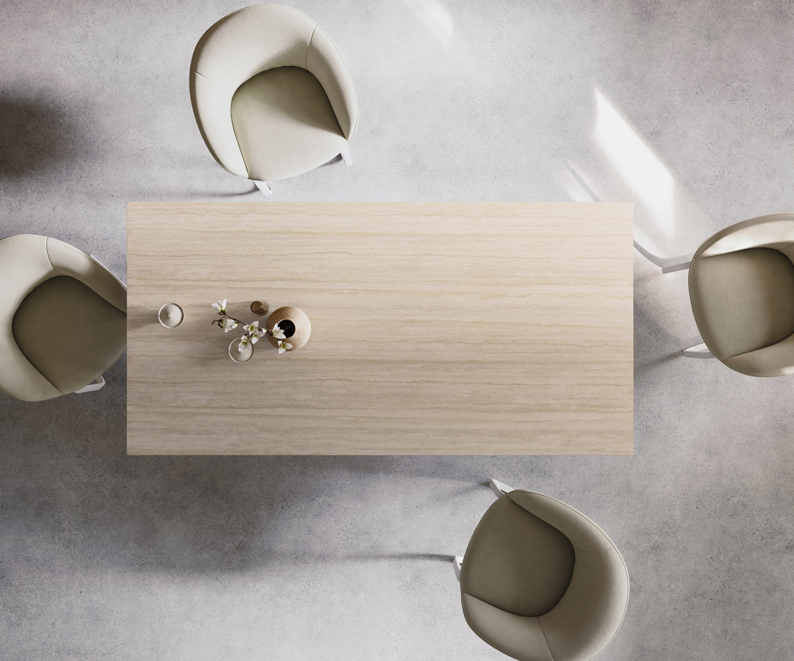 Jedálenský stôl Edge 200x100 keramika Laminam® Travertino Bianco krémovo biela kovová šikmá biela - Image 6