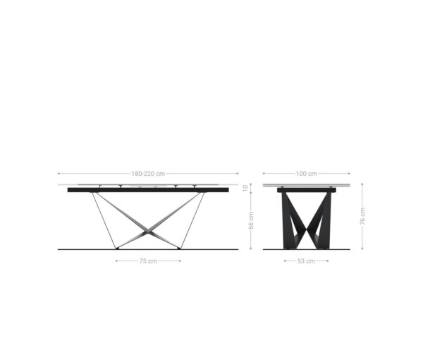 Jedálenský stôl Edge 180-220x100 keramika Laminam® Travertino Bianco bielo-krémová Spider plochá oceľ nerezová oceľ rozkladací - Image 8
