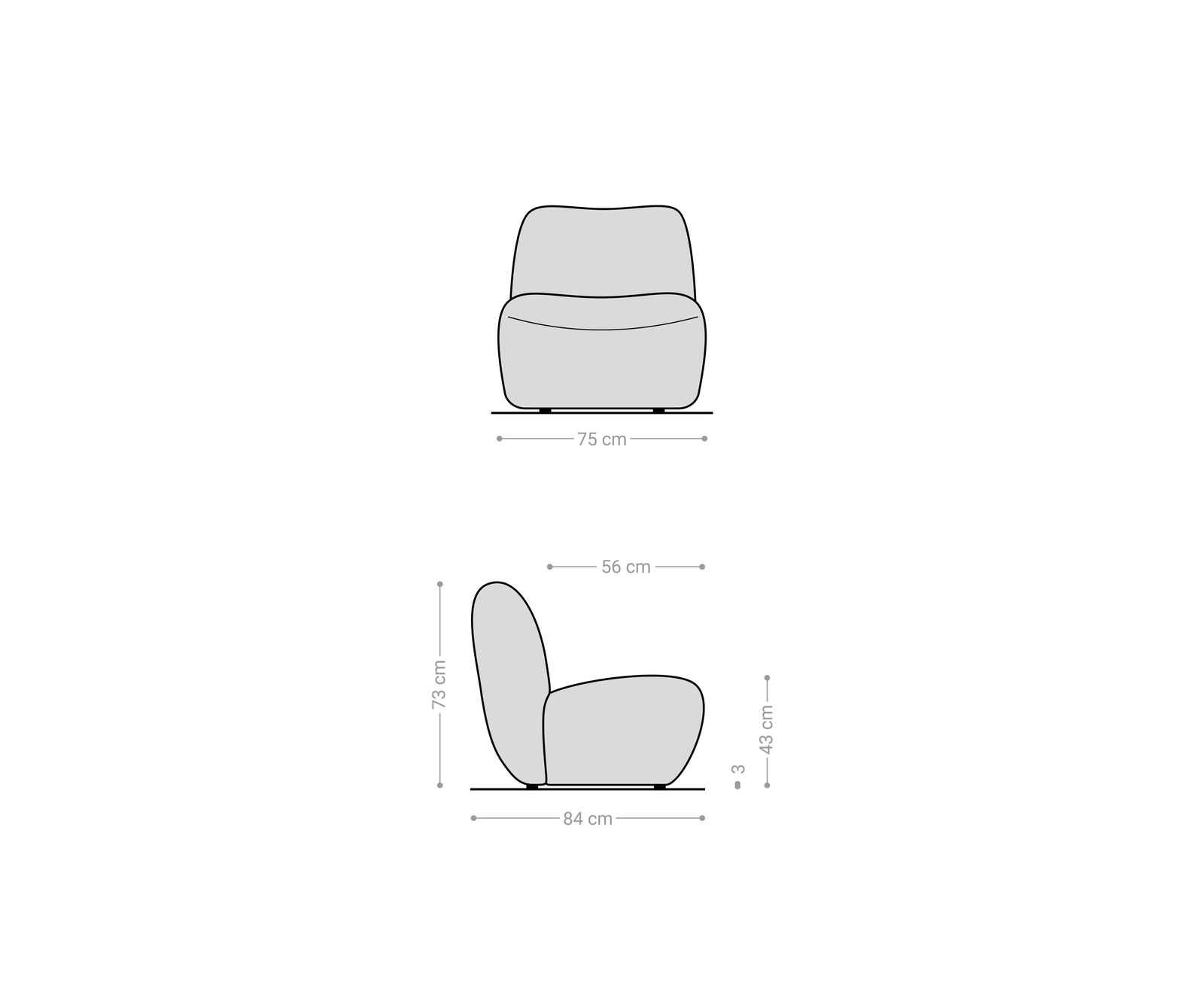 Lounge kreslo Zena 75x85 cm bouclé biela - Image 7