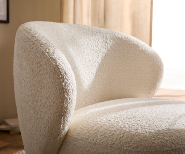 Lounge kreslo Pulo 80x80 cm bouclé biela - Image 6