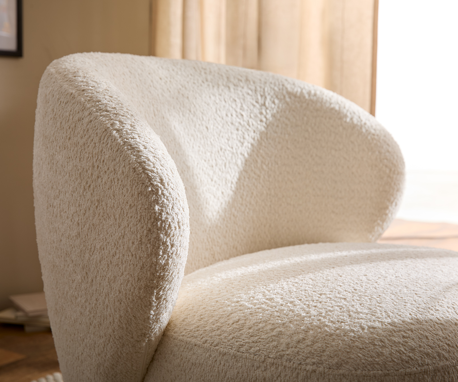 Lounge kreslo Pulo 80x80 cm bouclé biela - Image 6