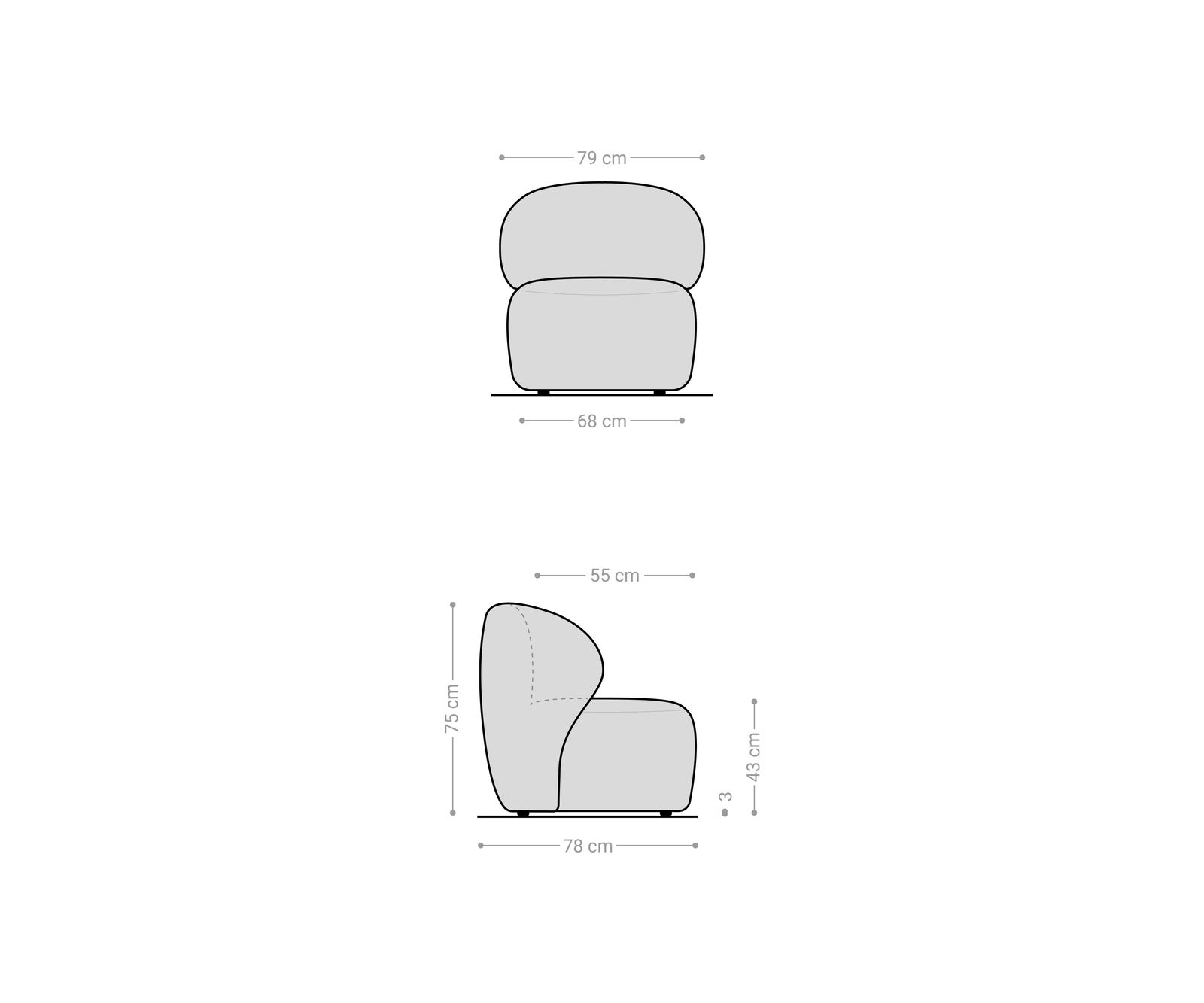 Lounge kreslo Pulo 80x80 cm bouclé biela - Image 7