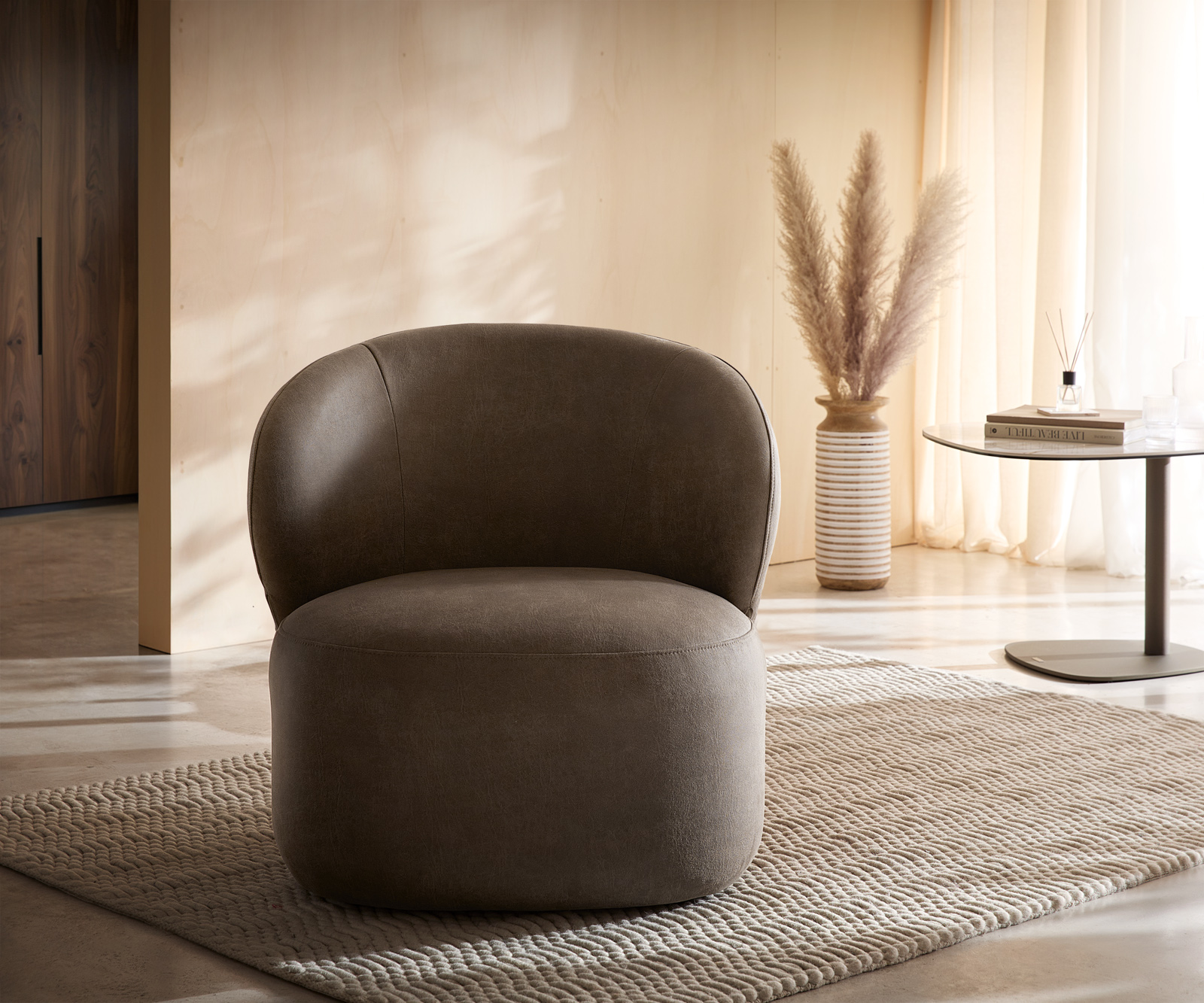 Lounge kreslo Pulo 80x80 cm mikrovlákno taupe vintage - Image 6
