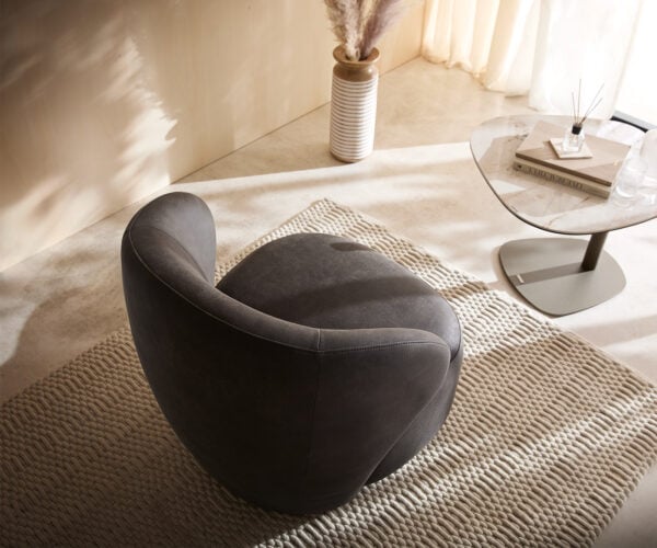 Lounge kreslo Pulo 80x80 cm mikrovlákno antracitová vintage - Image 2