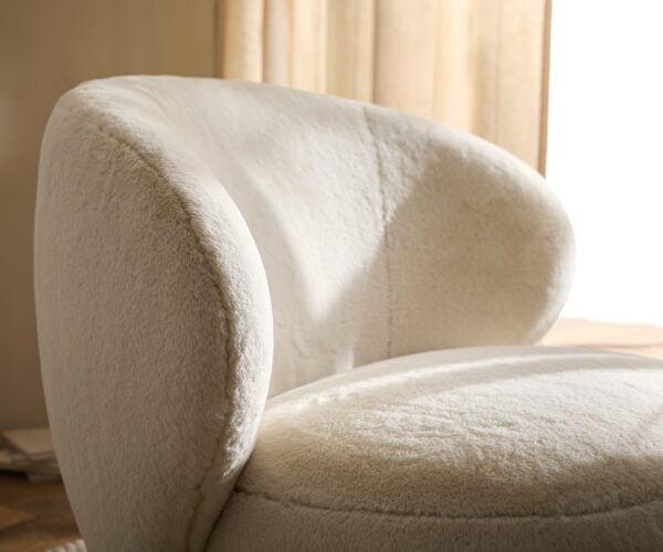 Lounge kreslo Pulo 80x80 cm plyšový manšester krémovo biela - Image 6