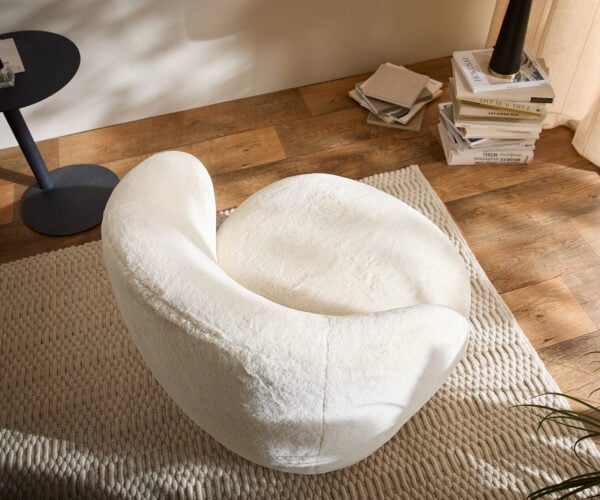 Lounge kreslo Pulo 80x80 cm plyšový manšester krémovo biela - Image 4