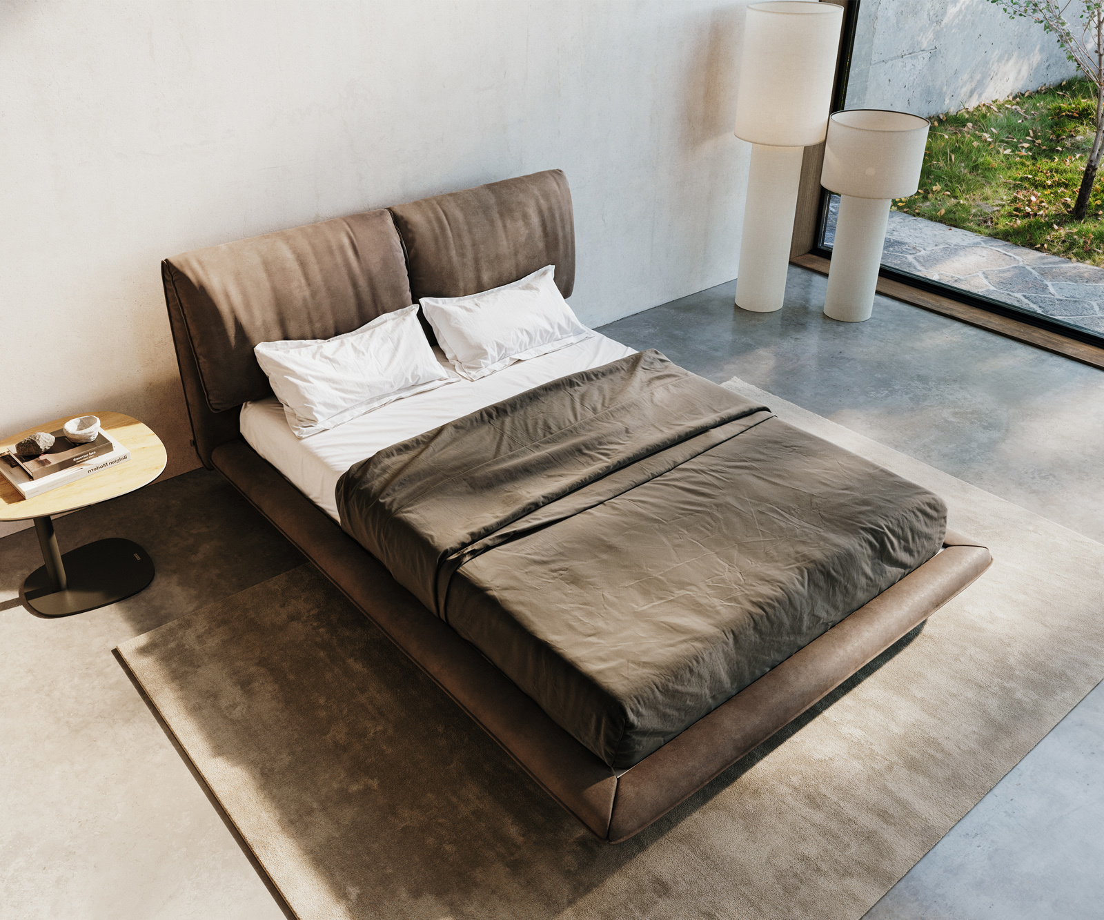 Čalúnená posteľ Cusino 140x200 cm mikrovlákno taupe vintage - Image 6