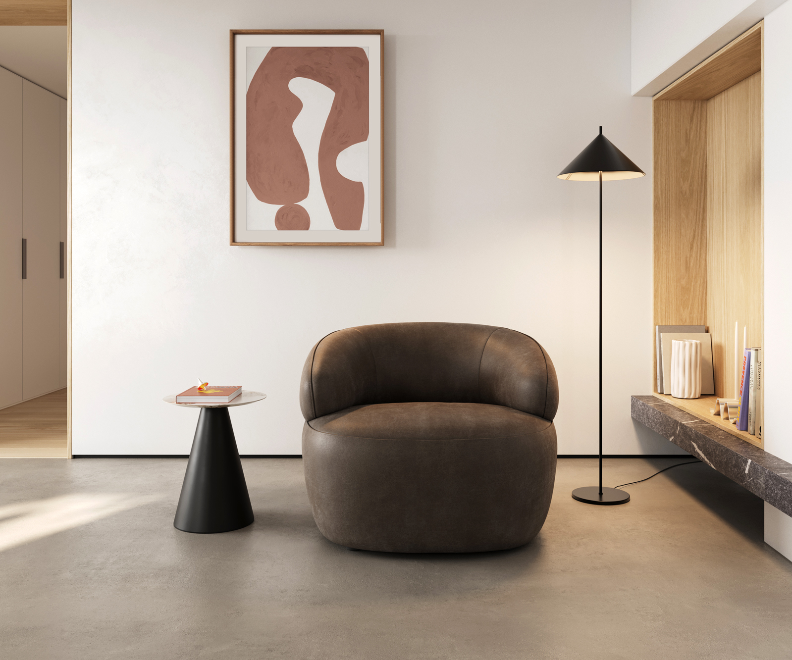 Lounge kreslo Nova 88x88 cm mikrovlákno taupe vintage - Image 3