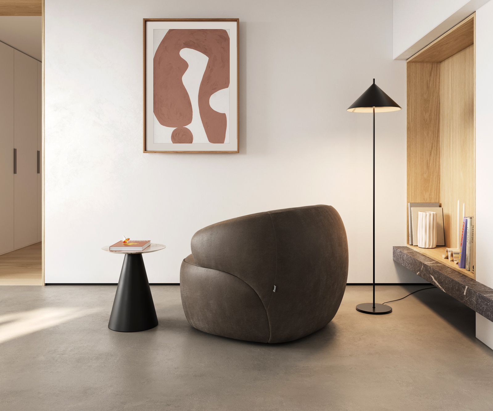 Lounge kreslo Nova 88x88 cm mikrovlákno taupe vintage - Image 6